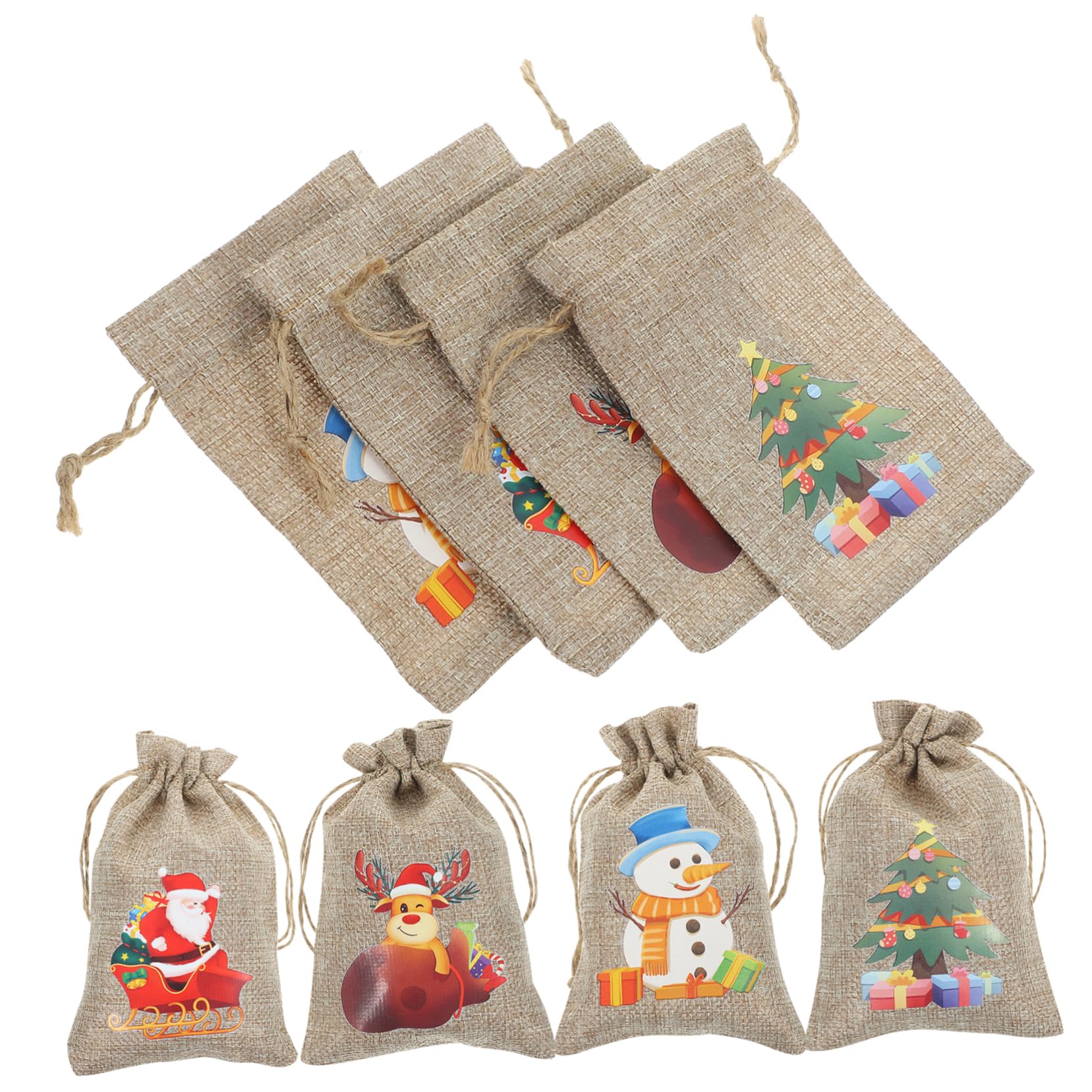 FRCOLOR 5 Juegos Saco De Navidad Regalar Bolsa De Navidad Bolsas Bolsas De Galletas Bolsitas Cajas Bolsa De Embalaje Con Cordón Mochilas De Cuerdas Lino Piezas X 5