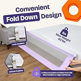 ComfyBumpy 1-Pack Bed Rail for Toddlers 55.5 L x 19.5 H | Toddler Bed Rails for Twin, Full, Queen & King Mattress Size | Swing Down Rail Guard | Mattress Side Rail for Kids | Purple