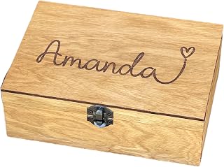 Personalized Memory Keepsake Wooden Box - Gift for Him, Her, Boyfriend, Girlfriend, Couple, Anniversary, Engagement, Wedding gift, Gift box (X-Small, Oak)