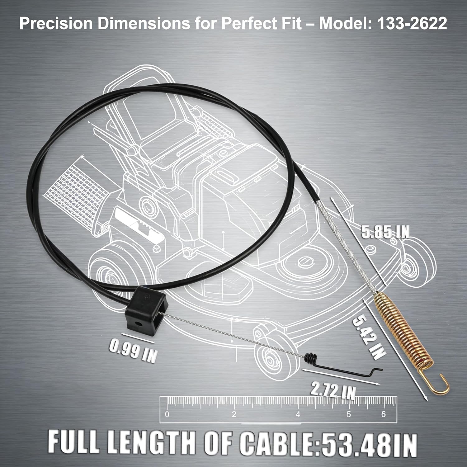 133-2622 Commercial Brake Cable, Compatible with Blade Brake Cable for Toro Timemaster, Turfmaster 30-inch Mowers, for Commercial ECS180CKA30000 S Push Mower Series, Replaceable Model 121-2310