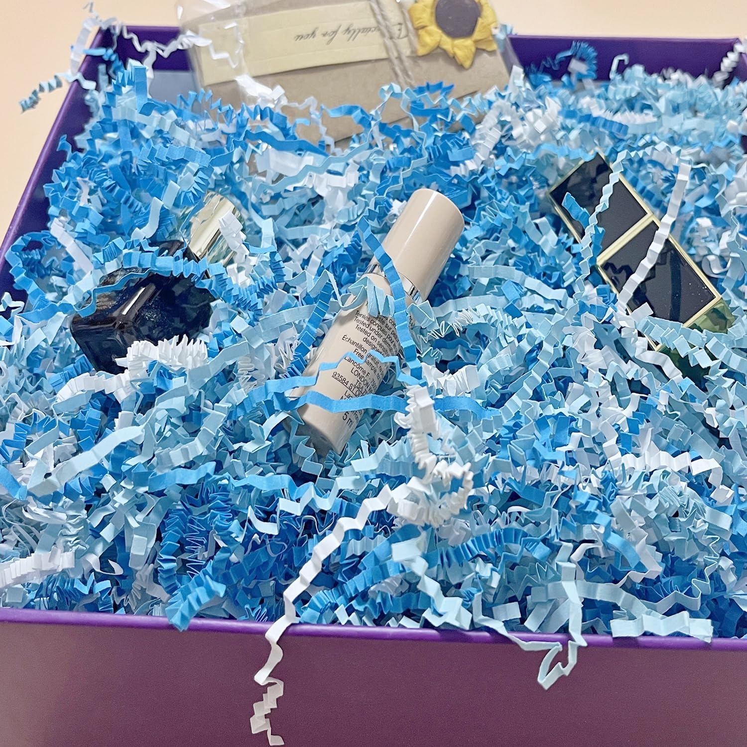 Crinkle Cut Paper Shred Filler for Gift Wrapping, Shredded Paper for Basket Filling,Mixed Colors Gift Box Filler for Easter, Birthday, Christmas, Thanksgiving, Wedding, Mother's Day(Blue&White) - Image 5