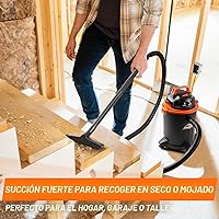 Vista 4 de Armor All VO405P 0901 - Aspiradora para tienda en húmedo/seco de 4 galones 2.0 Peak HP con boquillas y cepillo, negro/naranja