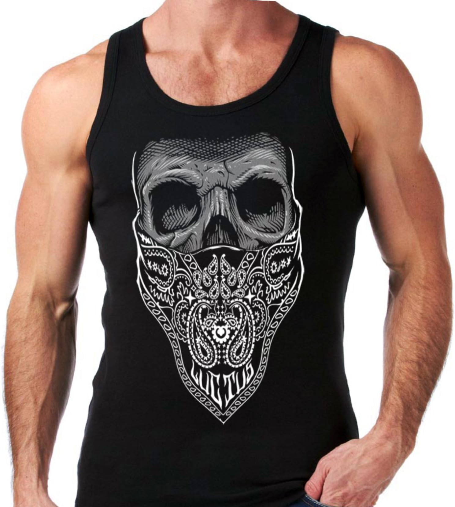 Velocitee Speed ShopVelocitee Mens Vest Bandit Bandana Skull A21615