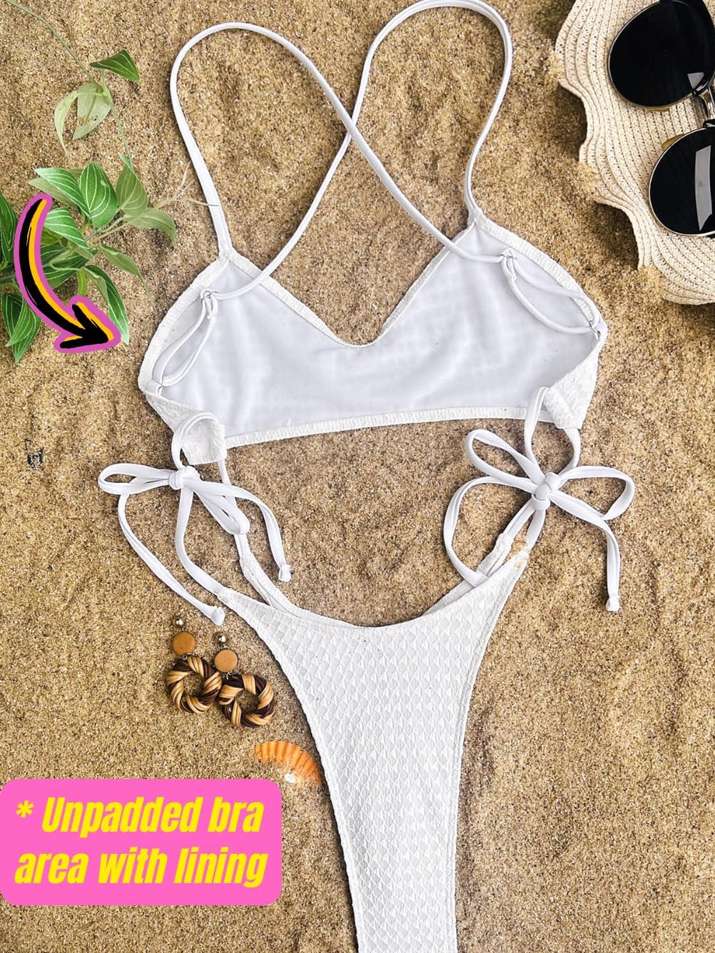 One Piece Swimsuit, Sexy High Cut Monokini, Rave Outfits, Tan Through Swimwear Slingshot Cutout Thong Tie Bikini - Image 2