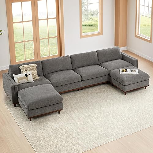 Miniatura 11 de CHITA Súper Grande Sofá Modular Seccional Convertible en Forma de U de Lujo, Sofá Moderno Relleno de Plumón, Sofá Nube de Asiento Profundo, 153