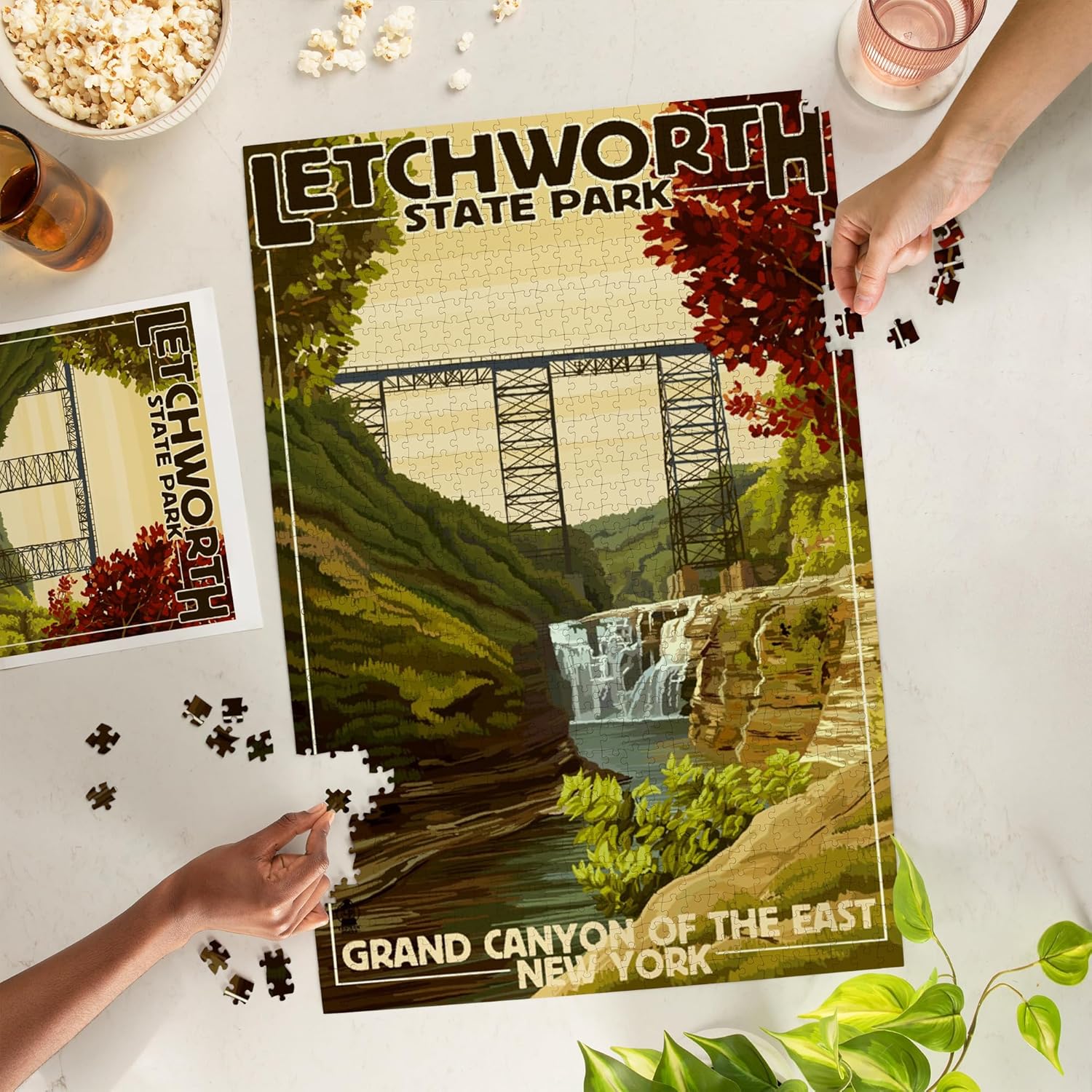 Lantern Press Letchworth State Park, New York, Grand Canyon of the East 1000 Piece Jigsaw Puzzle for Adults, Made in USA with Reference Poster