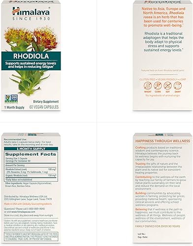 Miniatura 6 de Himalaya Rhodiola Rosea - Suplementos energéticos a base de hierbas para apoyar el alivio del estrés, la energía y la resistencia al ejercicio,