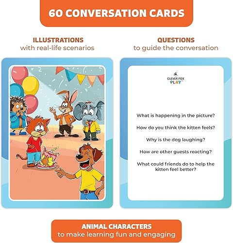 Miniatura 3 de Tarjetas de conversación para niños, materiales de aprendizaje para habilidades sociales, inteligencia emocional y pensamiento crítico - Recursos de