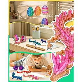TBOLINE 4PCS 3D Printed Dragon Egg, Christmas Stocking Stuffers for Kids, Articulated Crystal Animals Fidget Toy
