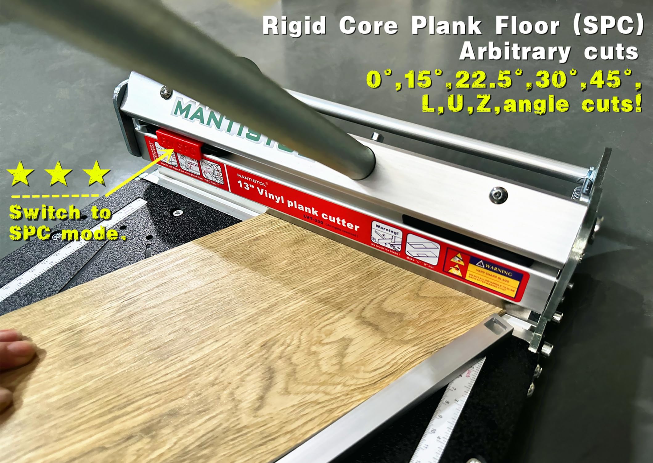 Cortador de suelo de vinilo de núcleo rígido Pro NLVT-330 de 33 cm actualizado para SPC, LVP, LVT, VCT, WPC, RVP, PVC y tablones de vinilo, ¡corta hasta 9 mm de grosor!