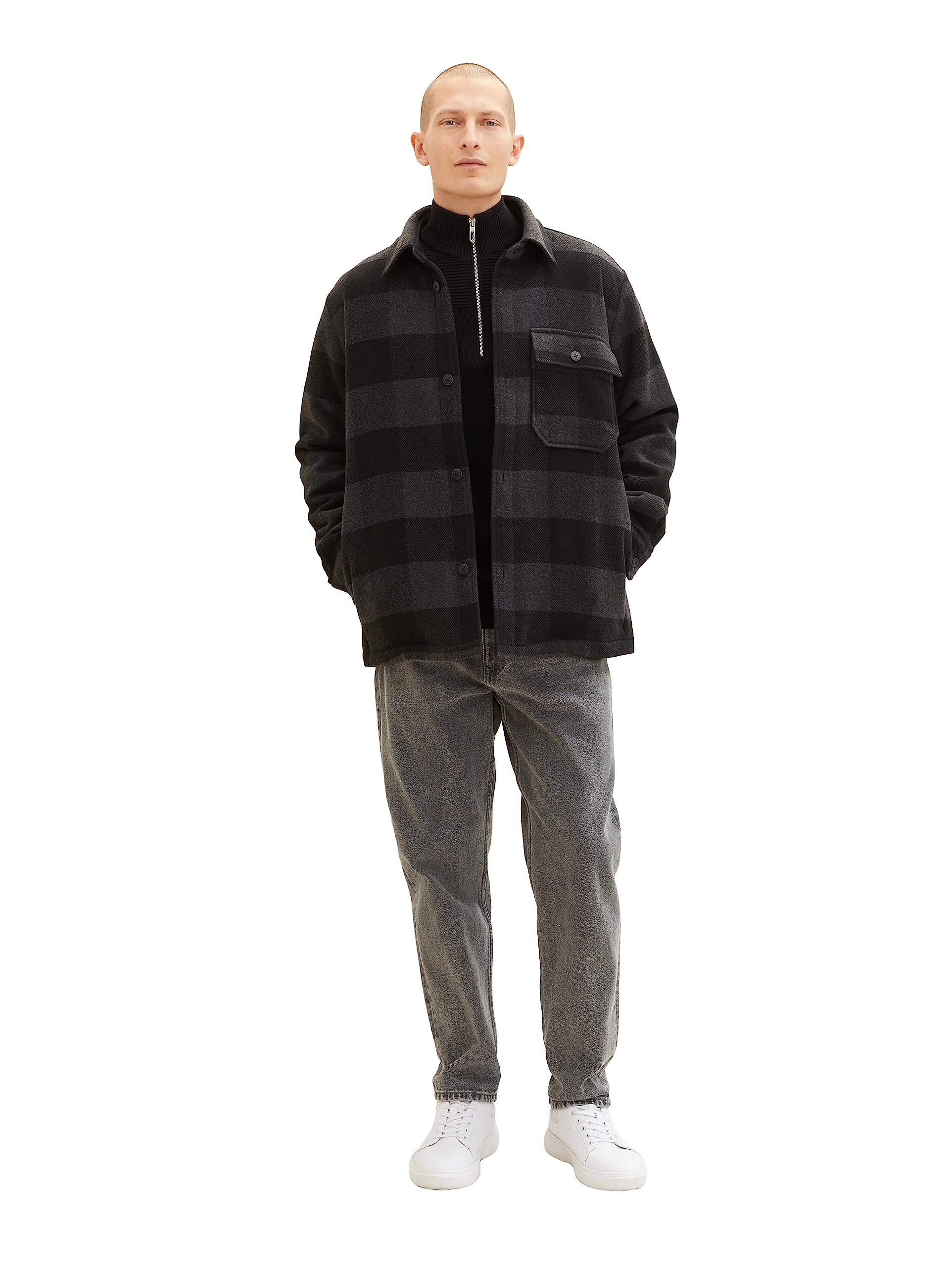 TOM TAILOR Herren 1038315 Strukturierter Strick-Pullover mit Troyer-Kragen (1er Pack)