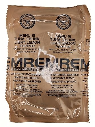 Genuine Military MRE - Menu 21 Lemon Pepper Tuna with 2026 Inspection Date - MRE Meals Ready To Eat