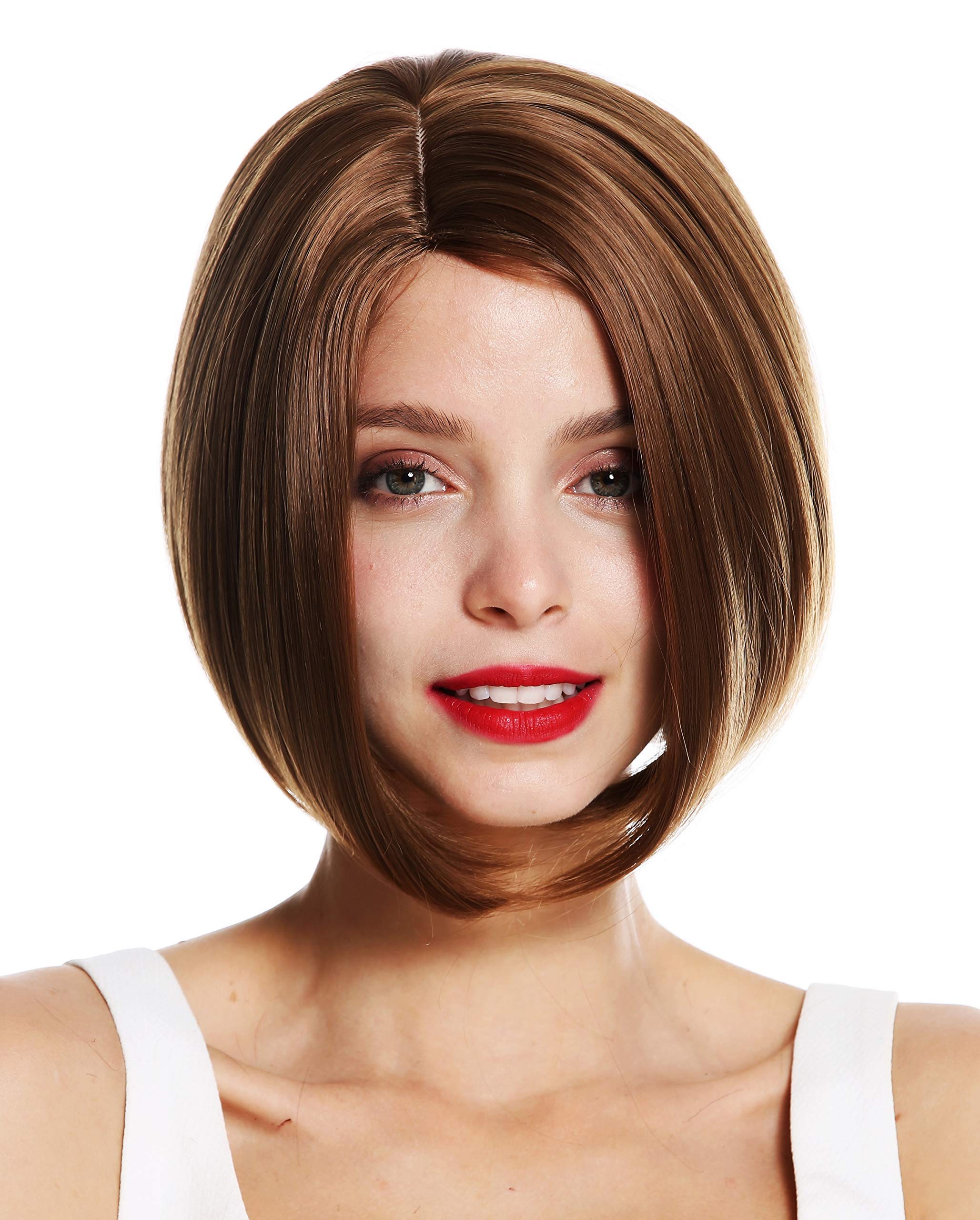 WIG ME UP - VK-54-12 quality women's wig short long bob parting sleek brown, Golden brown (12), Length: approx. 25 cm - Image 2