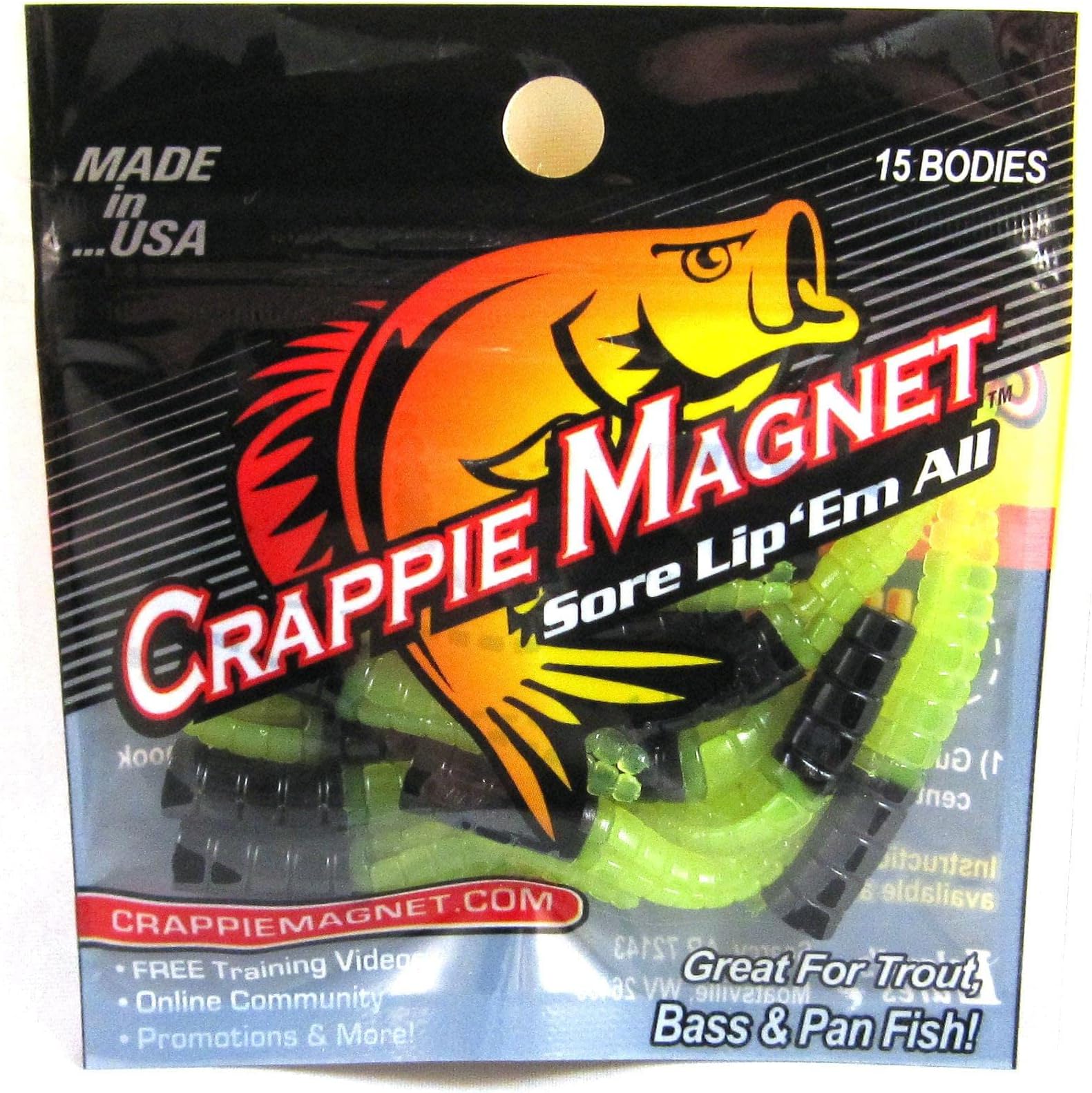 Crappie Magnet Body 15Pk Black/Chartreuse