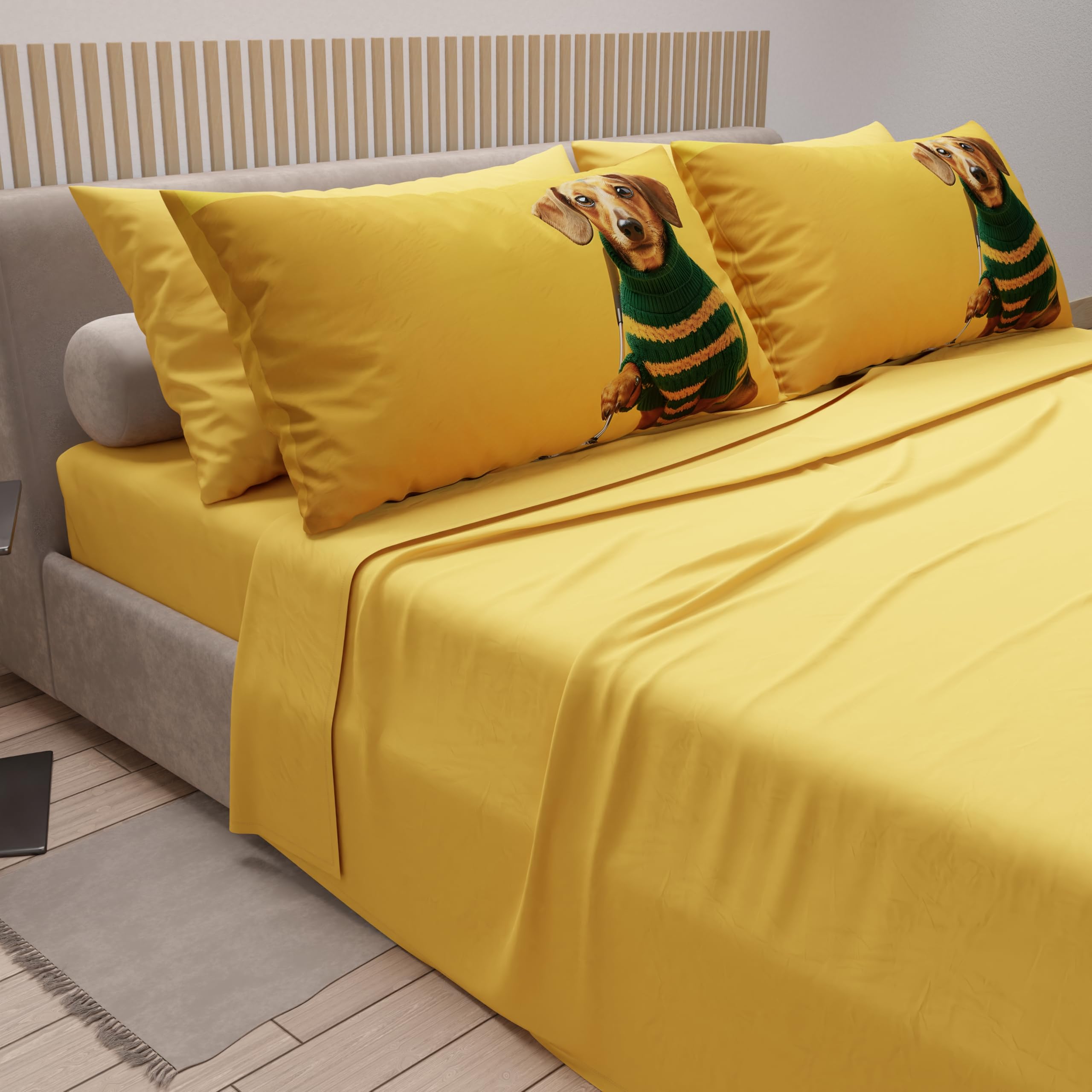 PETTI Artigiani Italiani, Animal Bed Linen with Dogs in Cotton with Pillowcases in Digital Print, Pizza and Half Sheets - Image 2