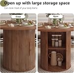 weselon 47 inch Round Dining Table for 4, Kitchen Table Dinner Table with 2-Layer Storage Shelf and Wood Slide Door for Home Dining Room Living Room (Walnut)
