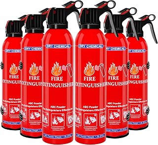 6 Pack ABC Dry Chemical Fire Extinguishers, Portable Dry Powder Fast-Acting Fire Extinguisher with Mount, Suitable for Home, Car, Boat, Truck, Electrical, Grease Fires