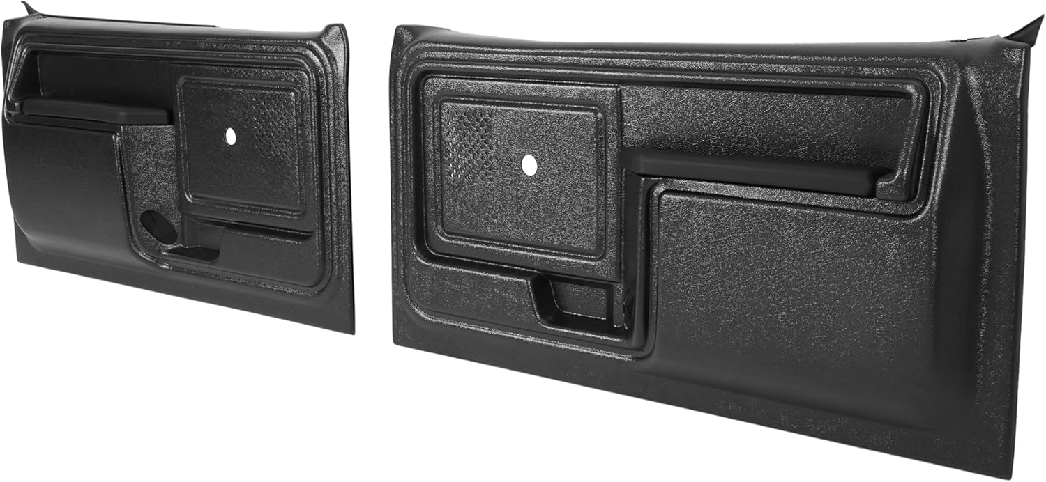 Front Inner Door Panel Kit Compatible with 1980-1986 Ford F150 F250 F350 Bronco Door Trim Panel with Padded Armrest Plastic(ABS) Painted Black