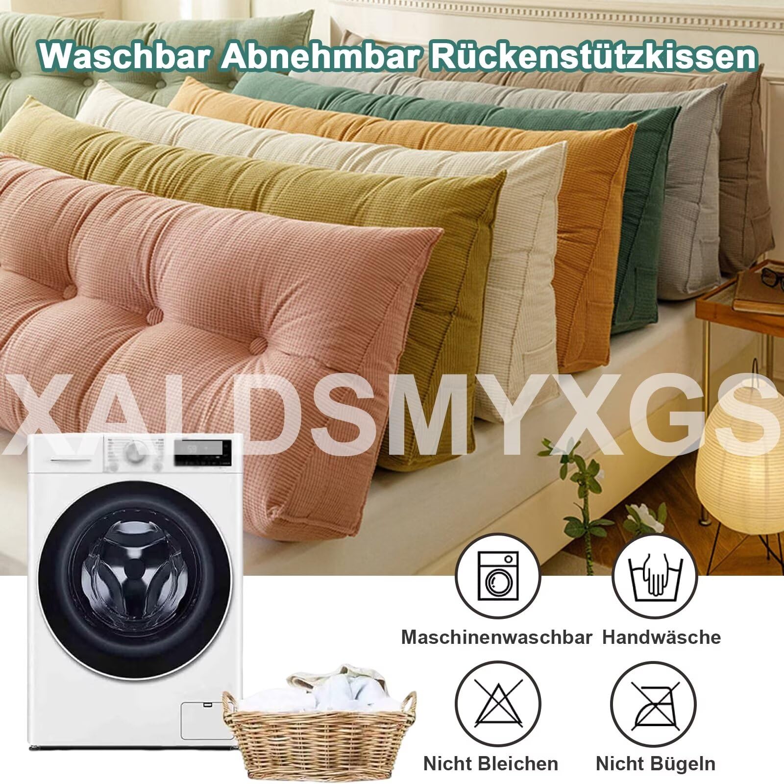 Rückenkissen Bett Armeegrün 200cm, Groß Lesekissen für Bett und Sofa, Cord Bettkissen Rückenlehne Rückenpolster Keil Kopfteil Kissen, Dreieckige Rückenstützkissen Keilkissen Lendenkissen Kopfkissen