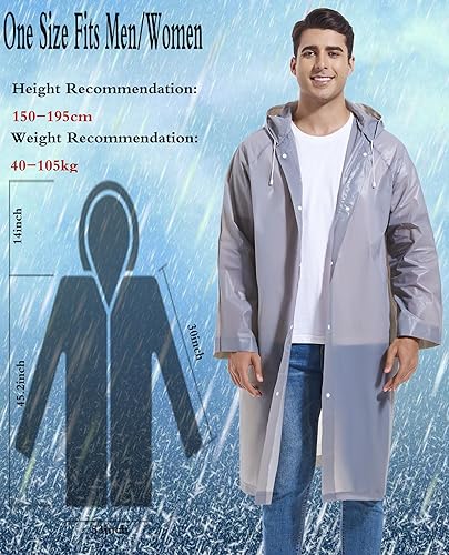 Miniatura 4 de 2 ponchos de lluvia reutilizables para adultos, abrigos de lluvia Borogo para adultos, chaquetas impermeables para hombres y mujeres