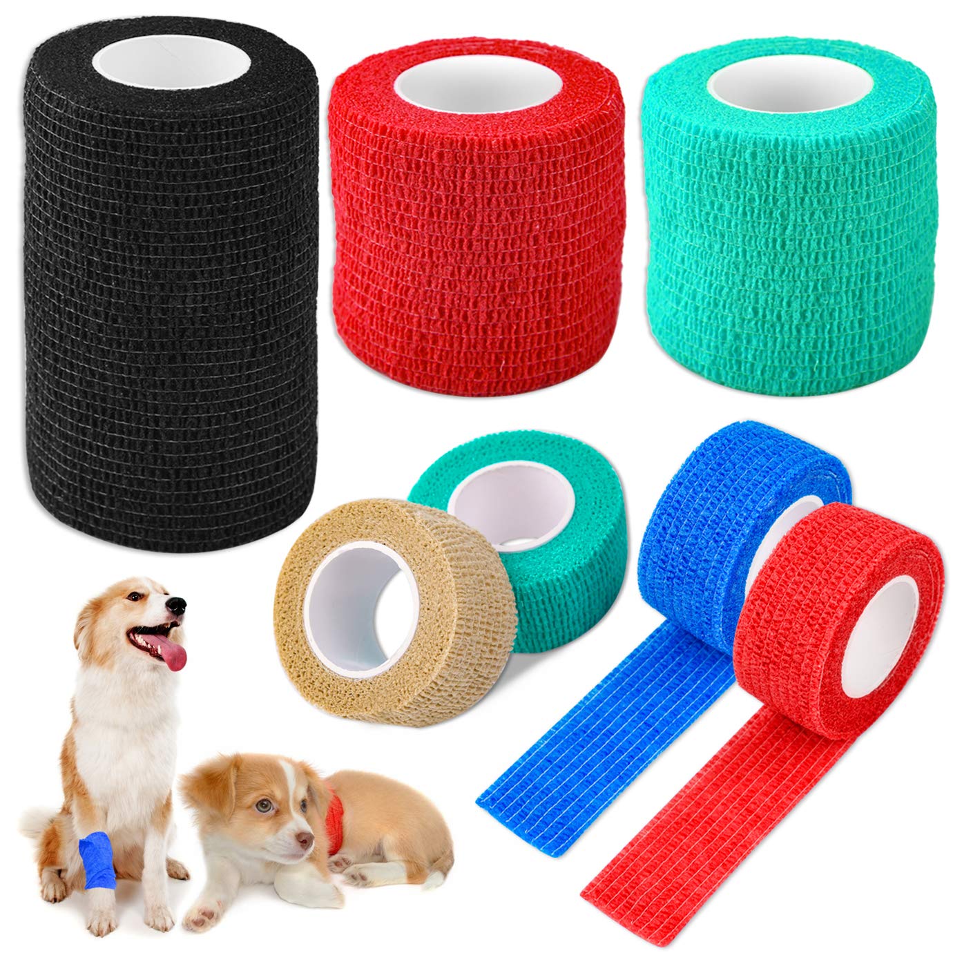 Buy BTNOW 7 Rolls Pet Vet Wrap Self Adhesive Bandage, 10cm/5cm/2.5cm