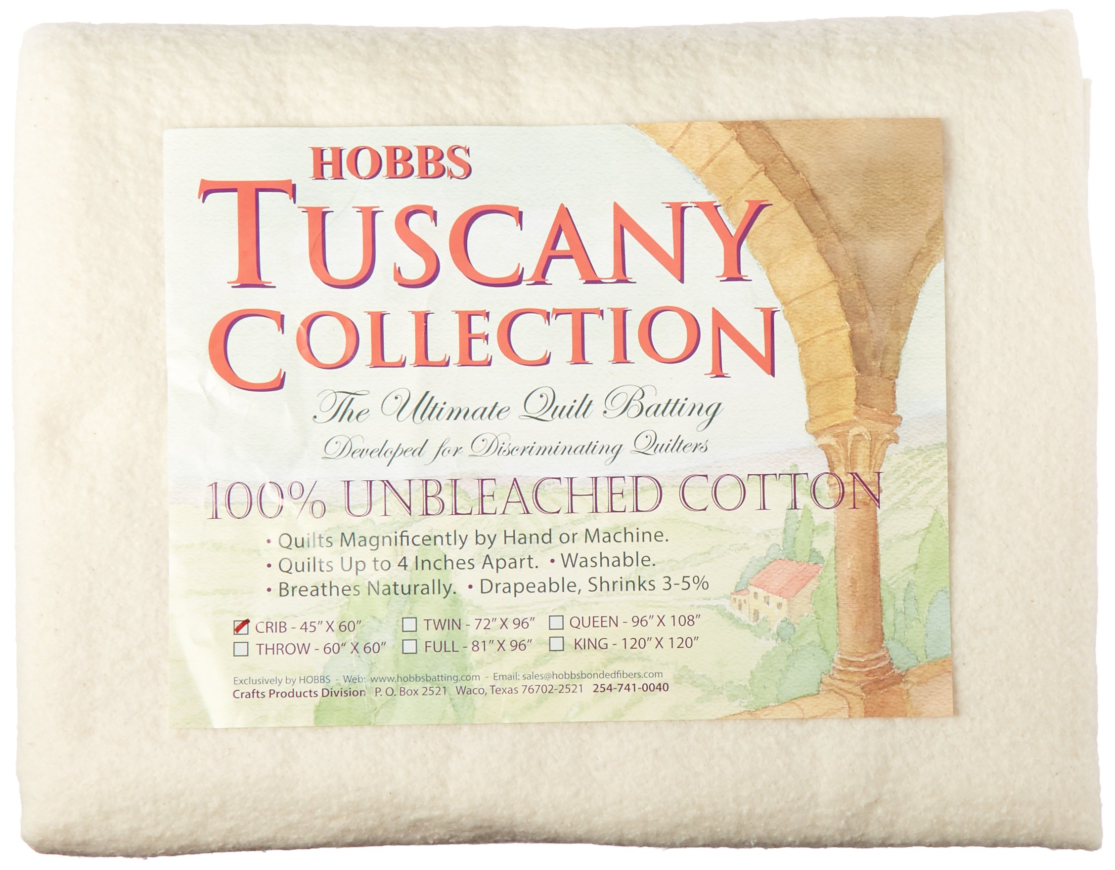 HobbsBatting Tuscany Unbleached Cotton 45in x 60in Crib, 45" x 60"