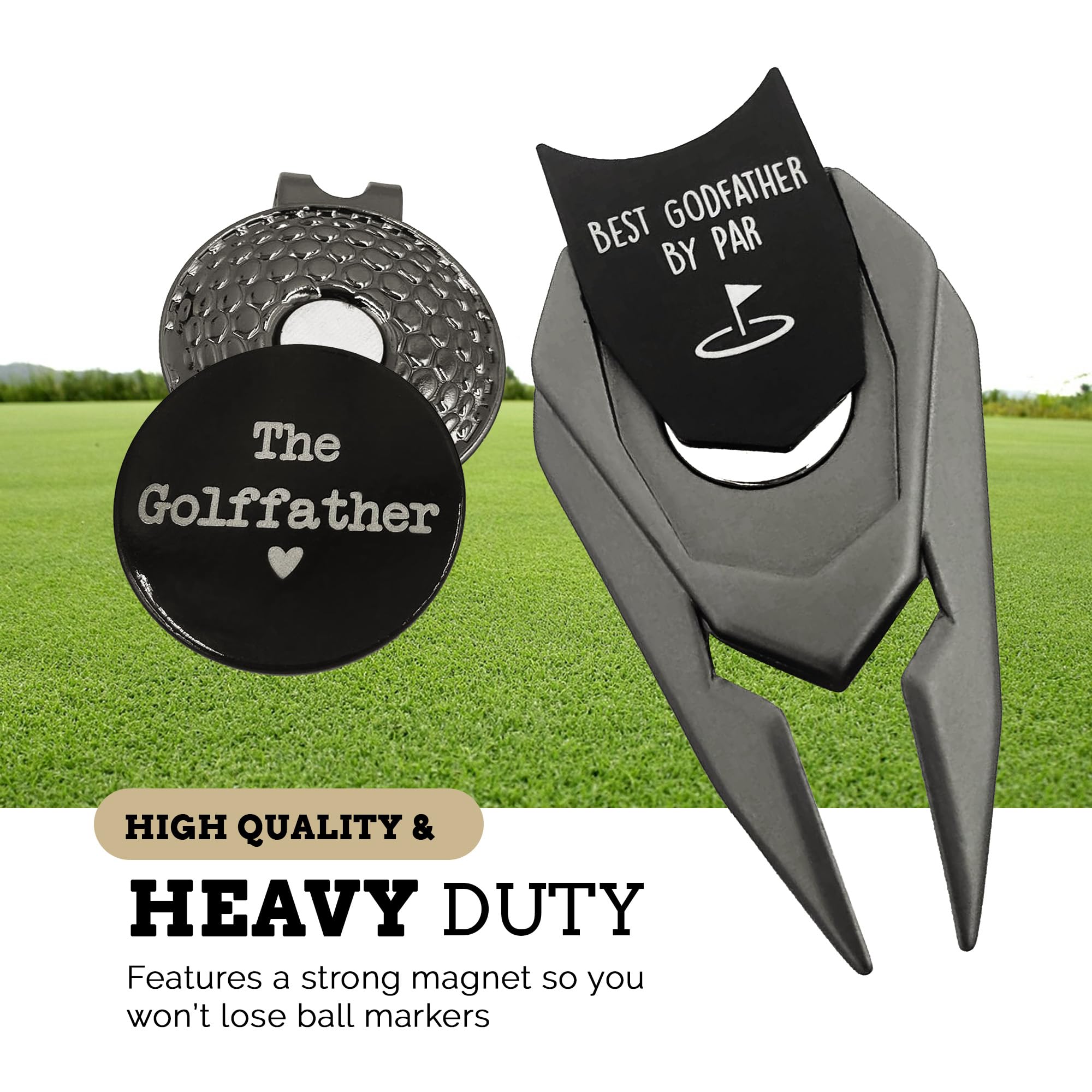 Pretty Inappropriate Mejor padrino por Par The Golffather Herramienta Divot y marcador de pelota de golf con clip para sombrero