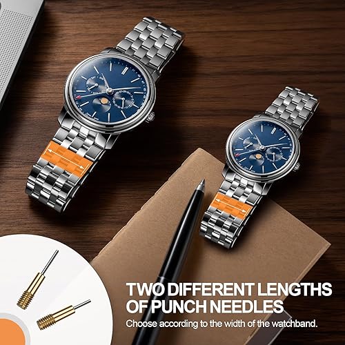 Miniatura 5 de JOREST Kit de extracción de eslabones de reloj, herramienta de cambio de tamaño para ajuste y reemplazo de pulsera, removedor de pasadores para