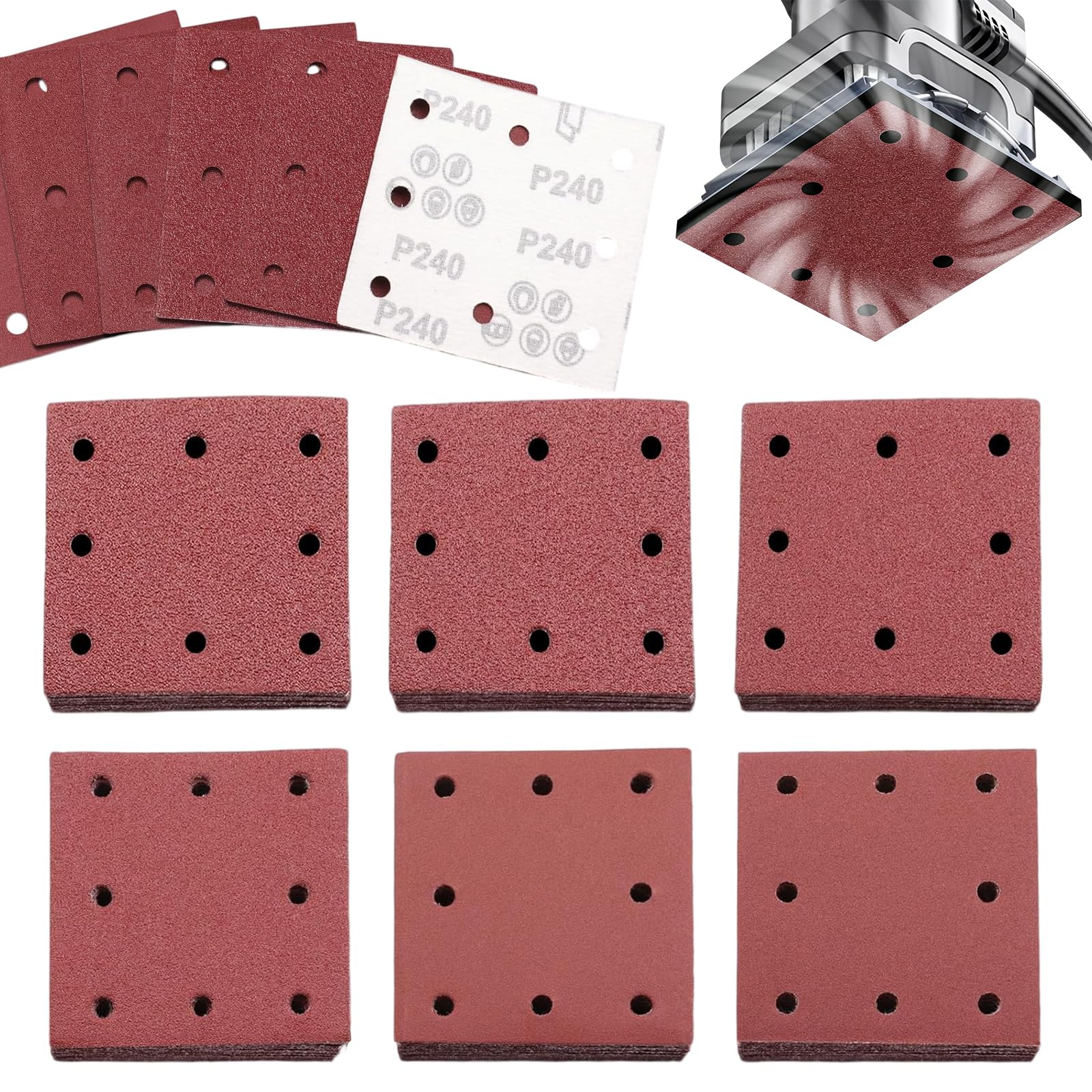 Sanding Pads, 60 Pieces Sandpaper for Wood Fine Sandpaper for Walls 40/60/80/120/240/400 Grits Set for Sandpapers for Electric Sander