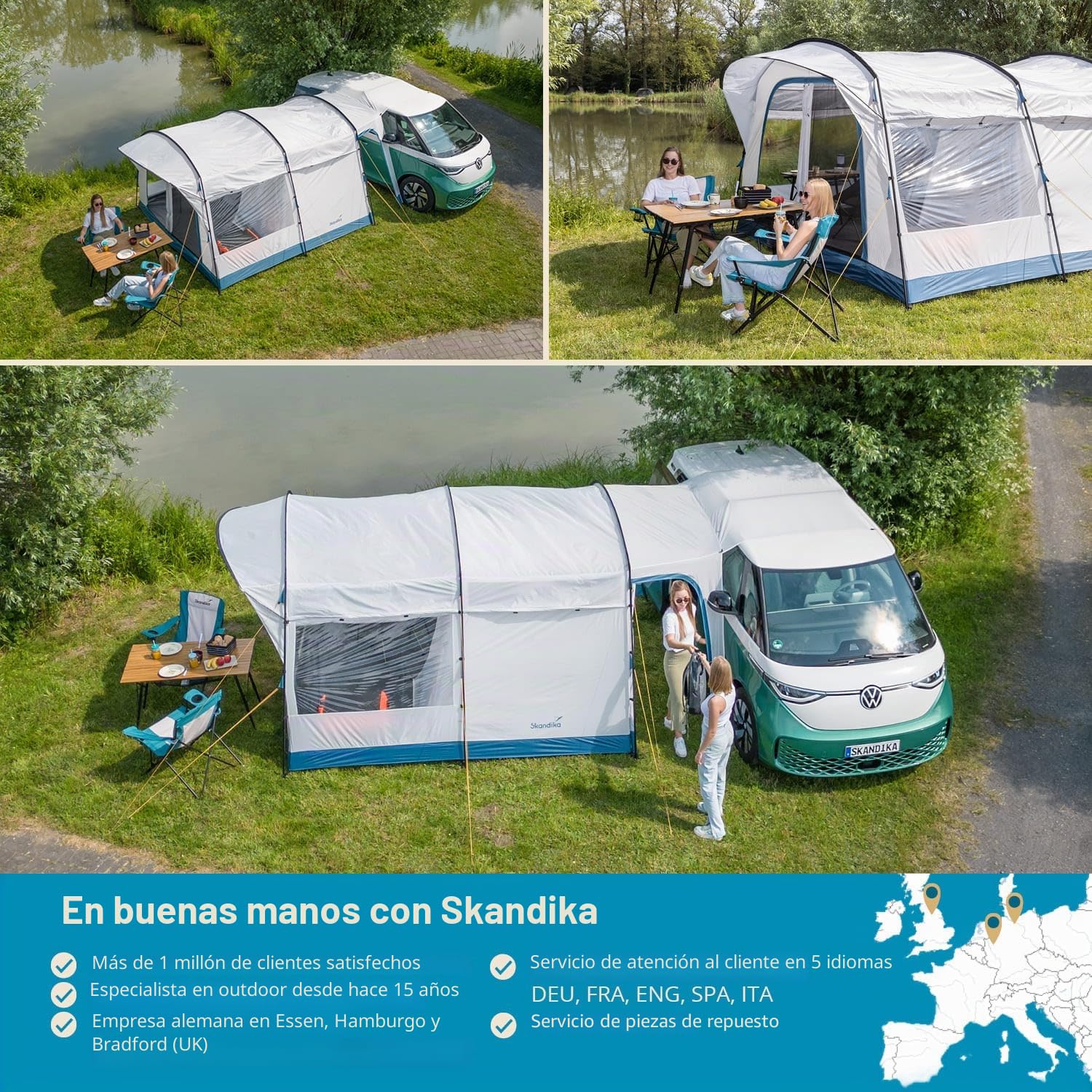 Skandika Tienda de campaña para minibús Vejers/Esbjerg | Postes de Fibra de Vidrio o Postes hinchables, autoportante, 2 m Altura, 3000 mm de Columna de Agua
