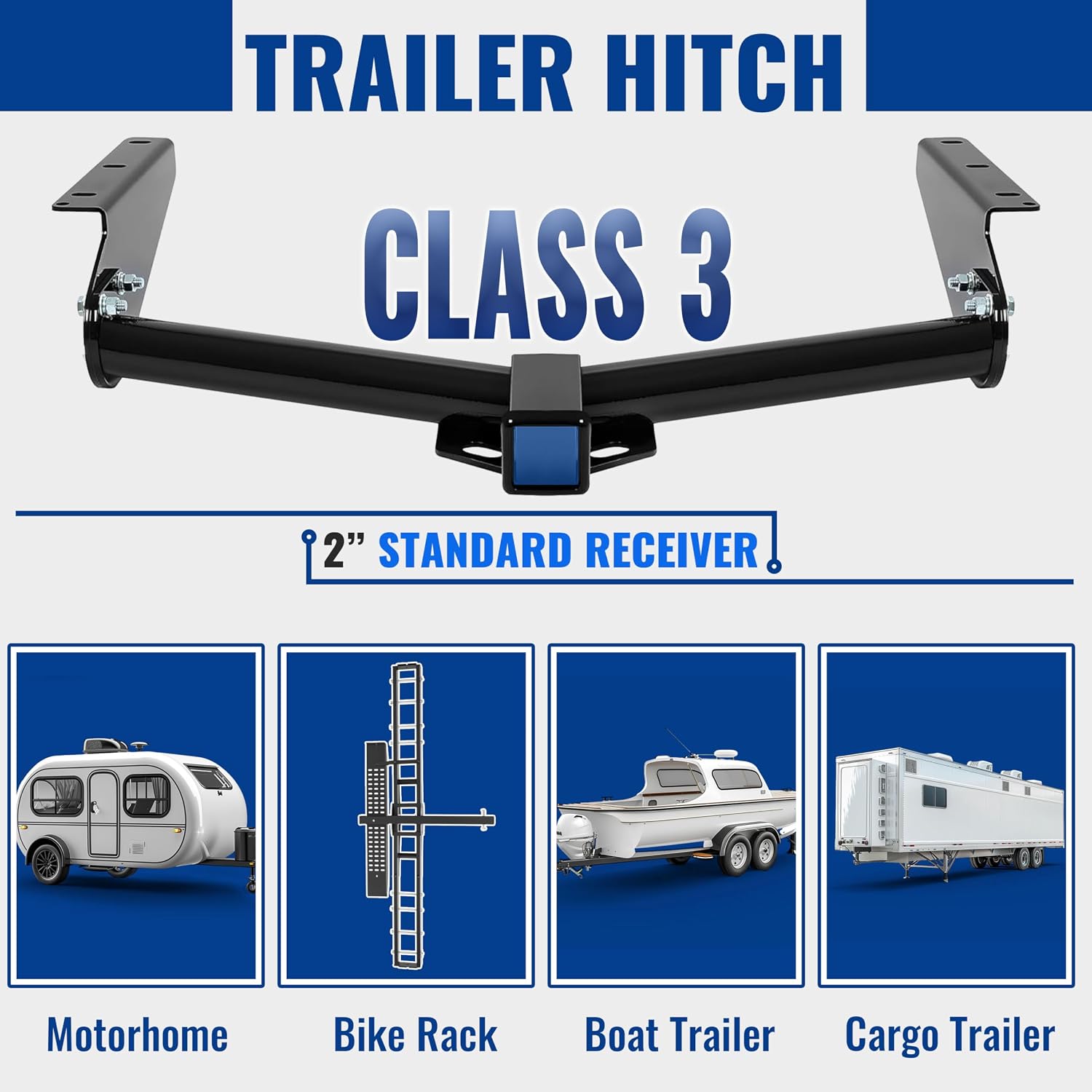 KUAFU Class 3 Trailer Tow Hitch Compatible with 2008-2012 Jeep Liberty 2" Receiver Towing Hitch