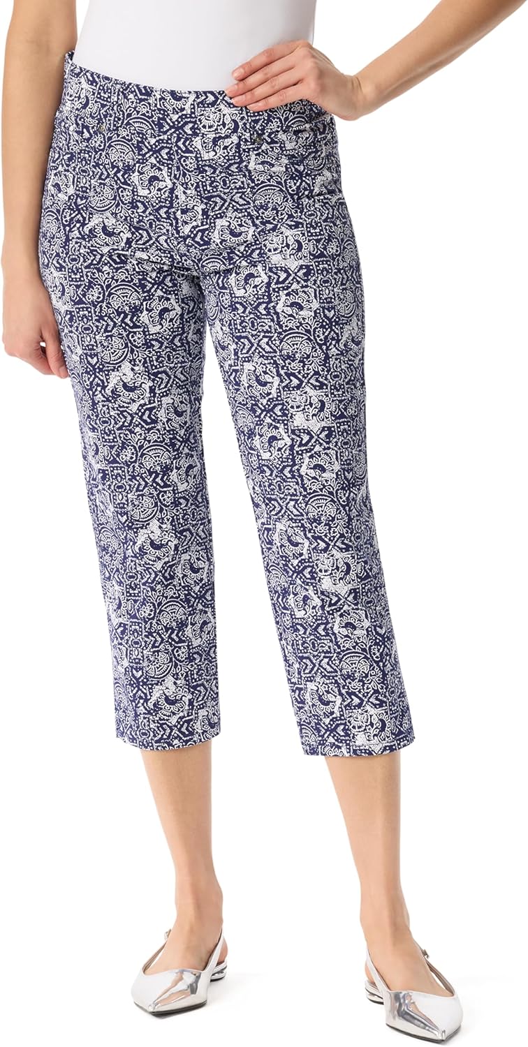 Gloria Vanderbilt Womens Shape Effect Pull on High Rise Straight Leg Capri Standard