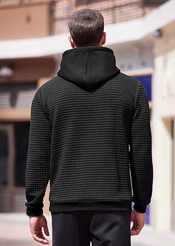 Miniatura 2 de COOFANDY - Sudaderas con capucha para hombre, manga larga, estilo waffle, tejidas, con bolsillo