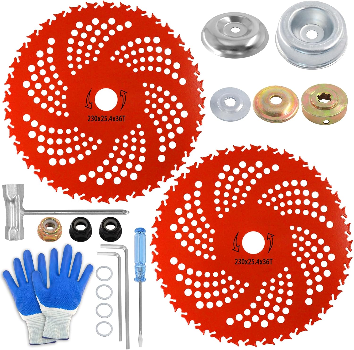 NOOTEASS 2 Pack 9" x36 Teeth Carbide Tipped Weed Eater Blades Replacement for Weed Eater Wacker, Brush Cutter Blade for Weedeater Brush Cutter Trimmer Head with Universal Adapter Kit