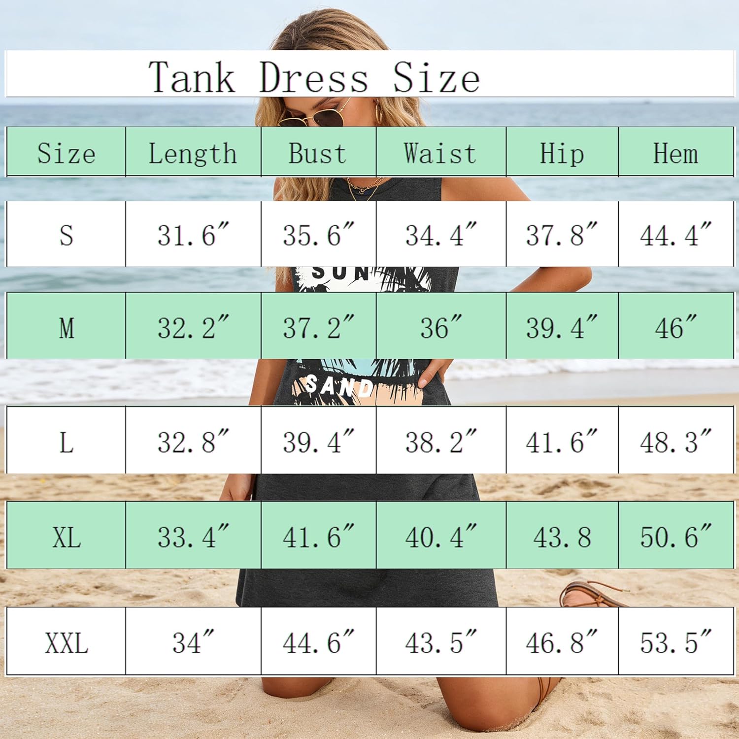 Summer Tank Dress for Women Casual Vacation Sundress Coconut Tree Graphic Beach Cover Up - Image 7