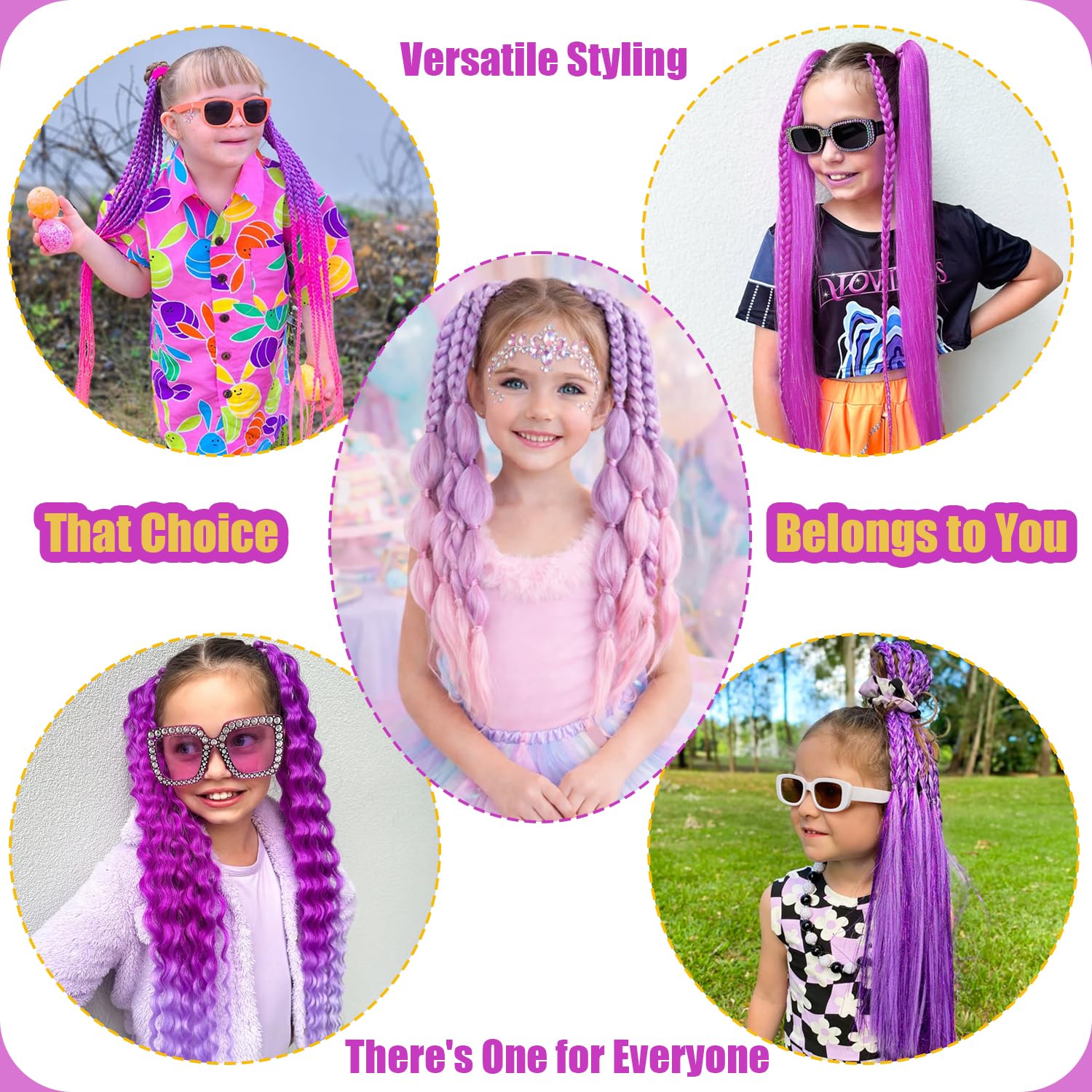 Purple Braiding Hair 20 Inch Pre Stretched Braiding Hair Extensions 2 Packs Long Synthetic Crochet Hair Twist Braids for Stage Party Halloween Costume Cosplay