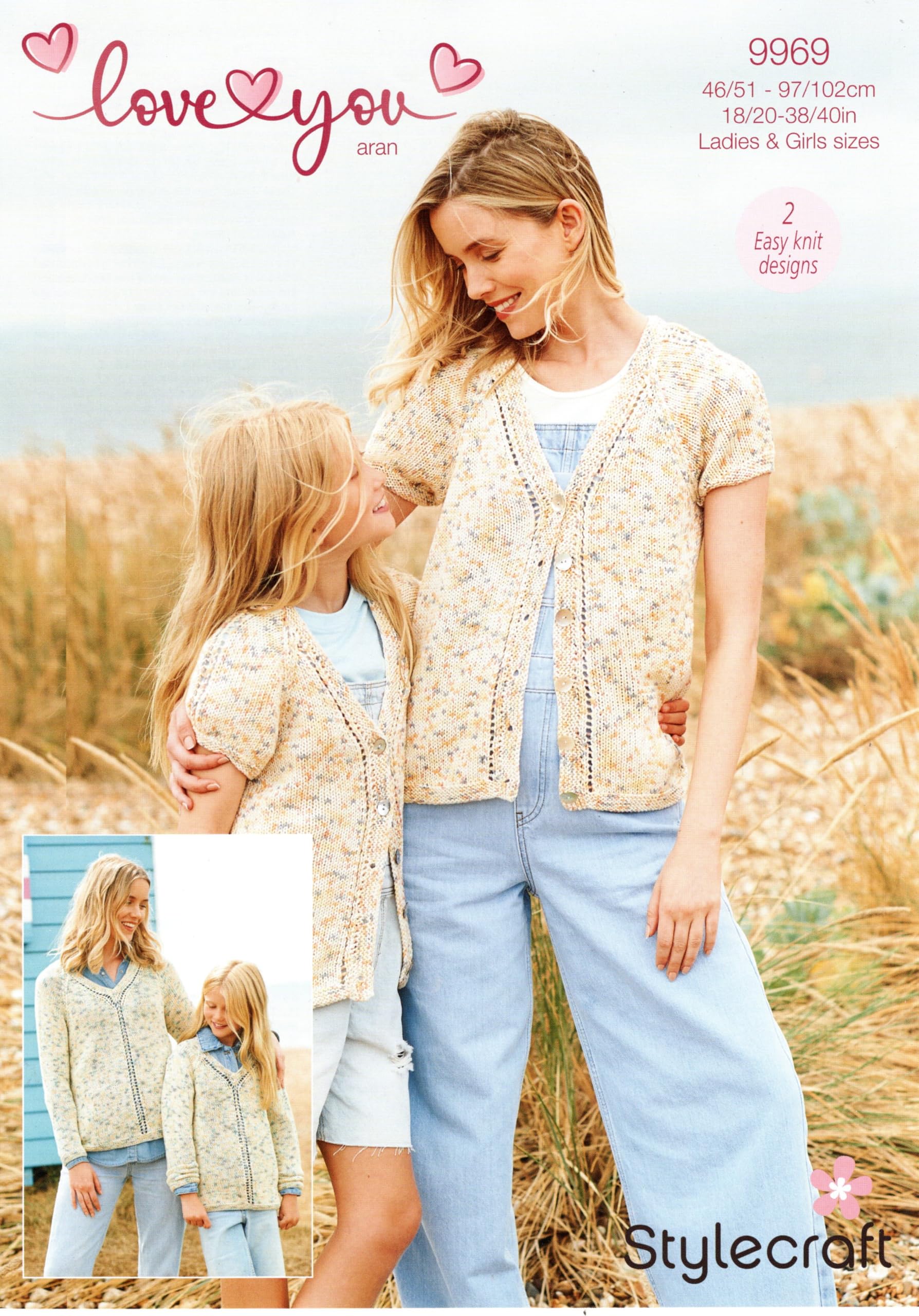 Stylecraft Love You Aran Knitting Pattern - 9969 Sweater & Cardigan, Ladies & Girls Sizes