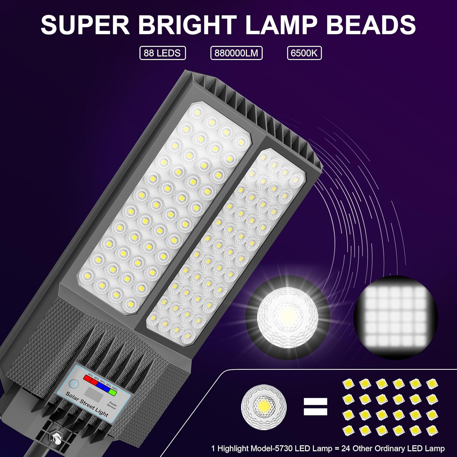 9800W Solar Street Lights Outdoor,750000Lm Solar Parking Lot Lights Commercial Street Light Dusk to Dawn,7000K LED Security Flood Light with Motion Sensor and Remote Control for Street,Court,Yard