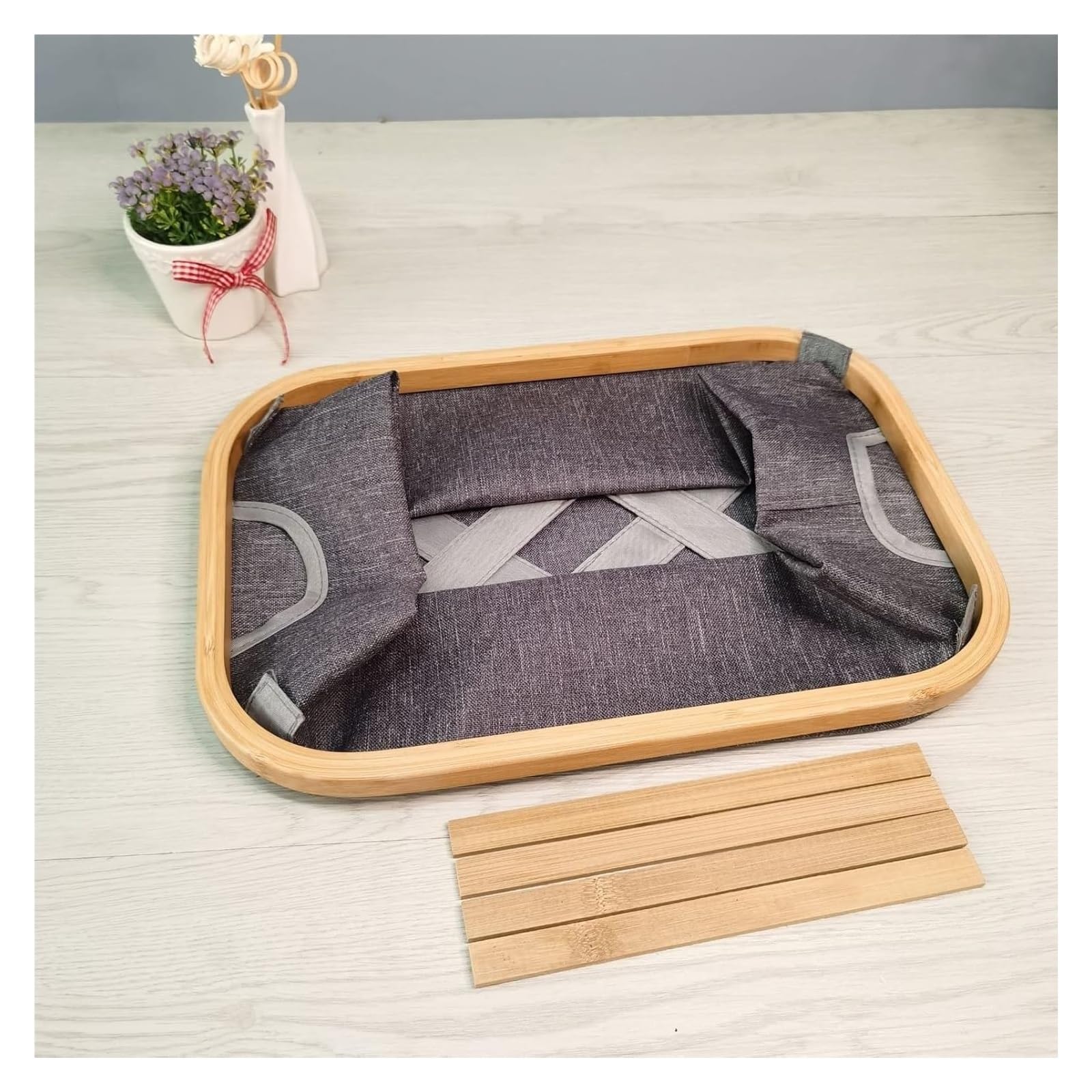 Cesto Contenitore per Cucina e Lavanderia, Impermeabile, Pieghevole, con Coperchio e Maniglia, in bambù, Grande, Multifunzione, per Vestiti sporchi, Giocattoli e detriti.