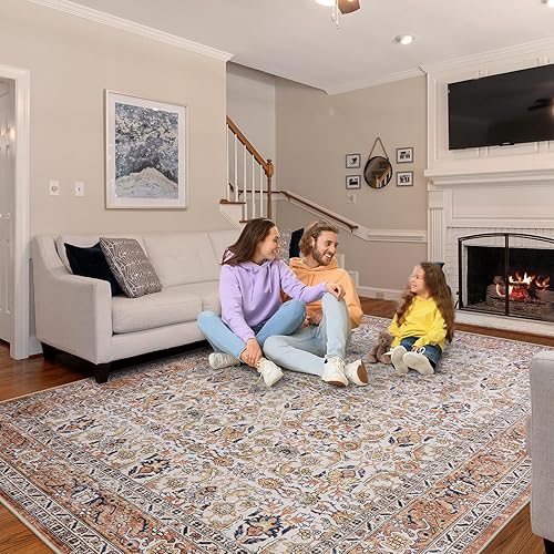 Miniatura 6 de Alfombras de área para sala de estar y dormitorio Alfombra de 3 x 5 lavable a máquina con respaldo antideslizante, no desprende pelo, resistente a