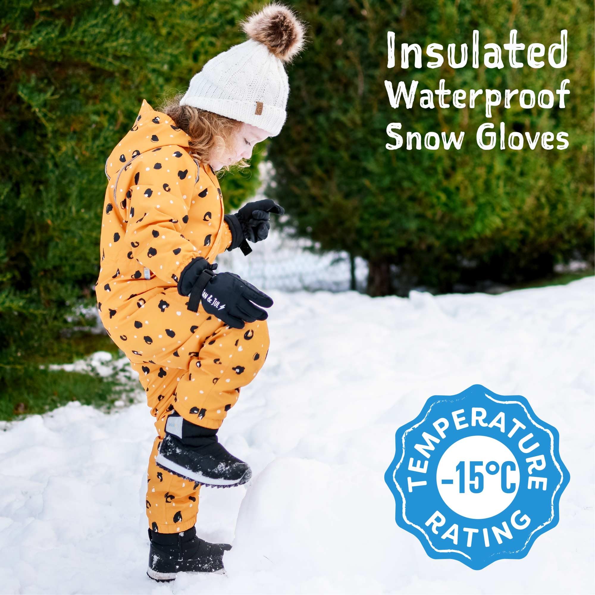 JAN & JUL Guantes de invierno impermeables aislados para niños