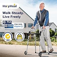 Vista 2 de Andadores plegables para personas mayores con 2 esquís y ruedas de 5 pulgadas, andador ligero para adultos, soporta hasta 350 libras, altura