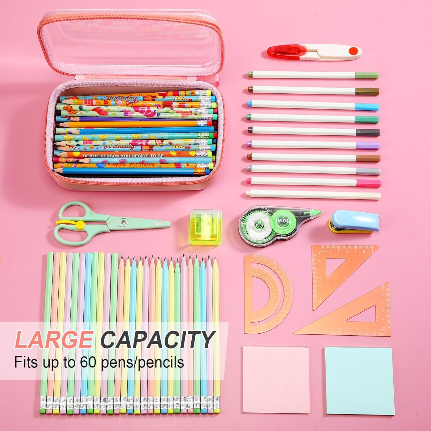 4 Pcs Hard Clear Zipper Case Hard Shell Plastic Pencil Case Large Transparent Pencil Box Portable Travel Organizer Toy Storage Bins for Home Office Cosmetics(Beige, Orange, Dark Blue, Green)