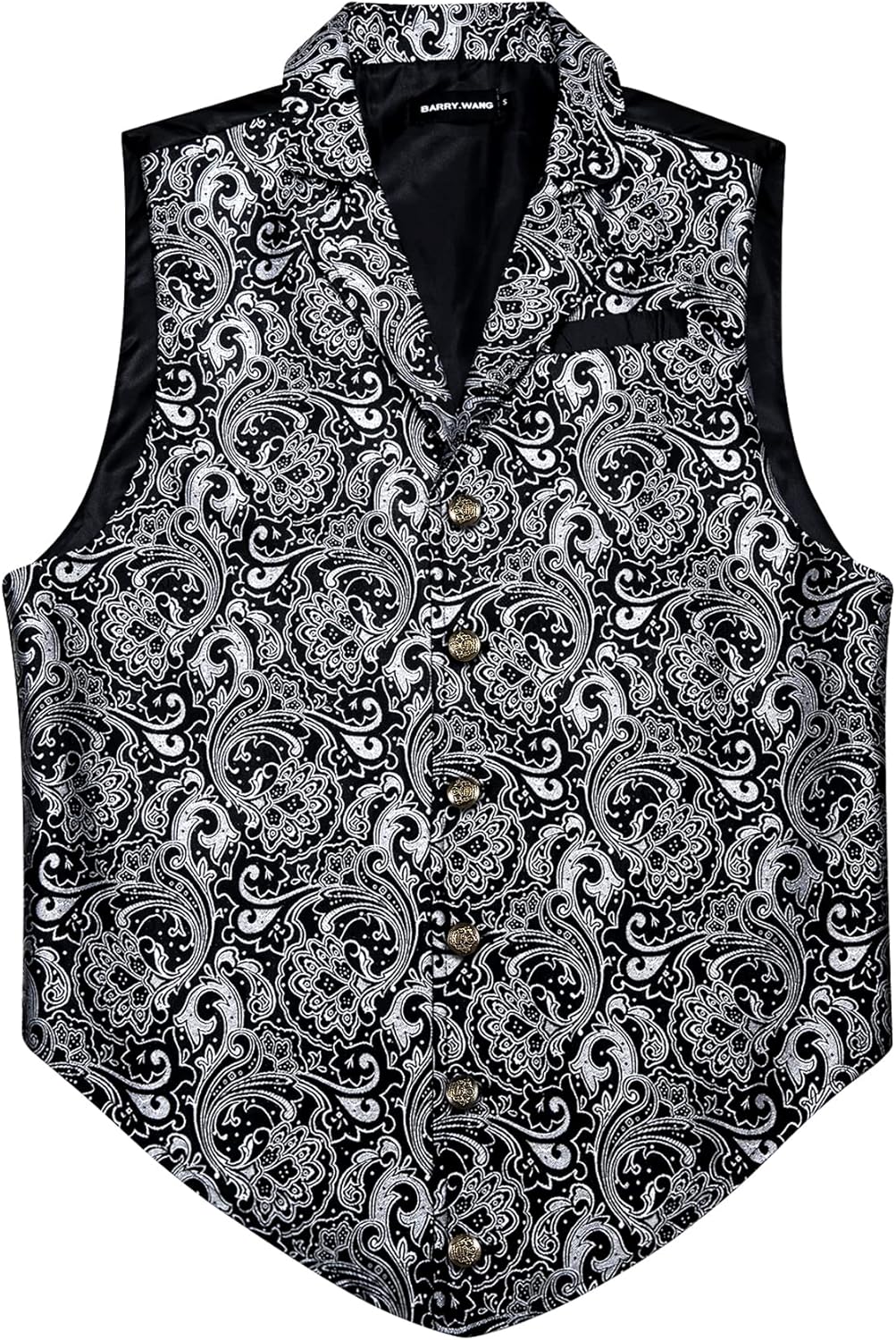 Barry.Wang Mens Victorian Suit Vest Lapel Collar Silk Paisley Steampunk Gothic Waistcoat Formal/Leisure Party - Image 3