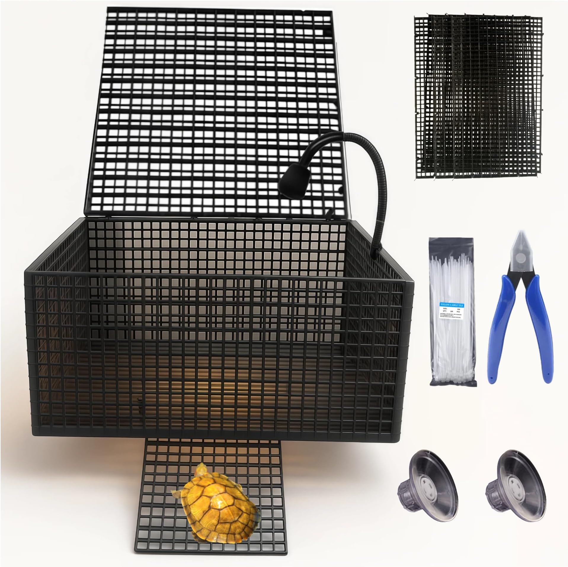 17 PCS DIY Turtle Basking Platform Tools and Accessories for Creative Layouts –Ideal Turtle Tank Accessories (Black, Big)