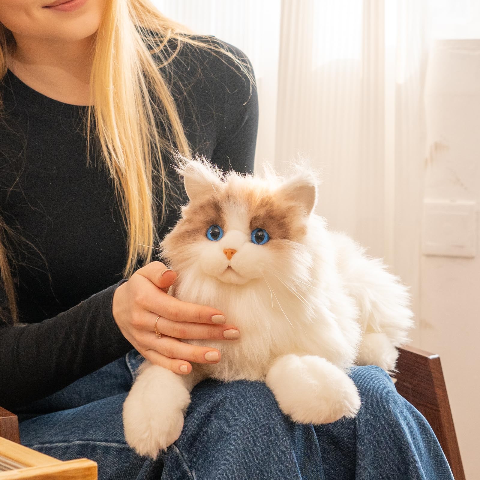 Stuffed Animals Handmade Realistic Cat Plush Toy for Elderly Adults Women Kids Cat Pet Lover Surprise Gifts