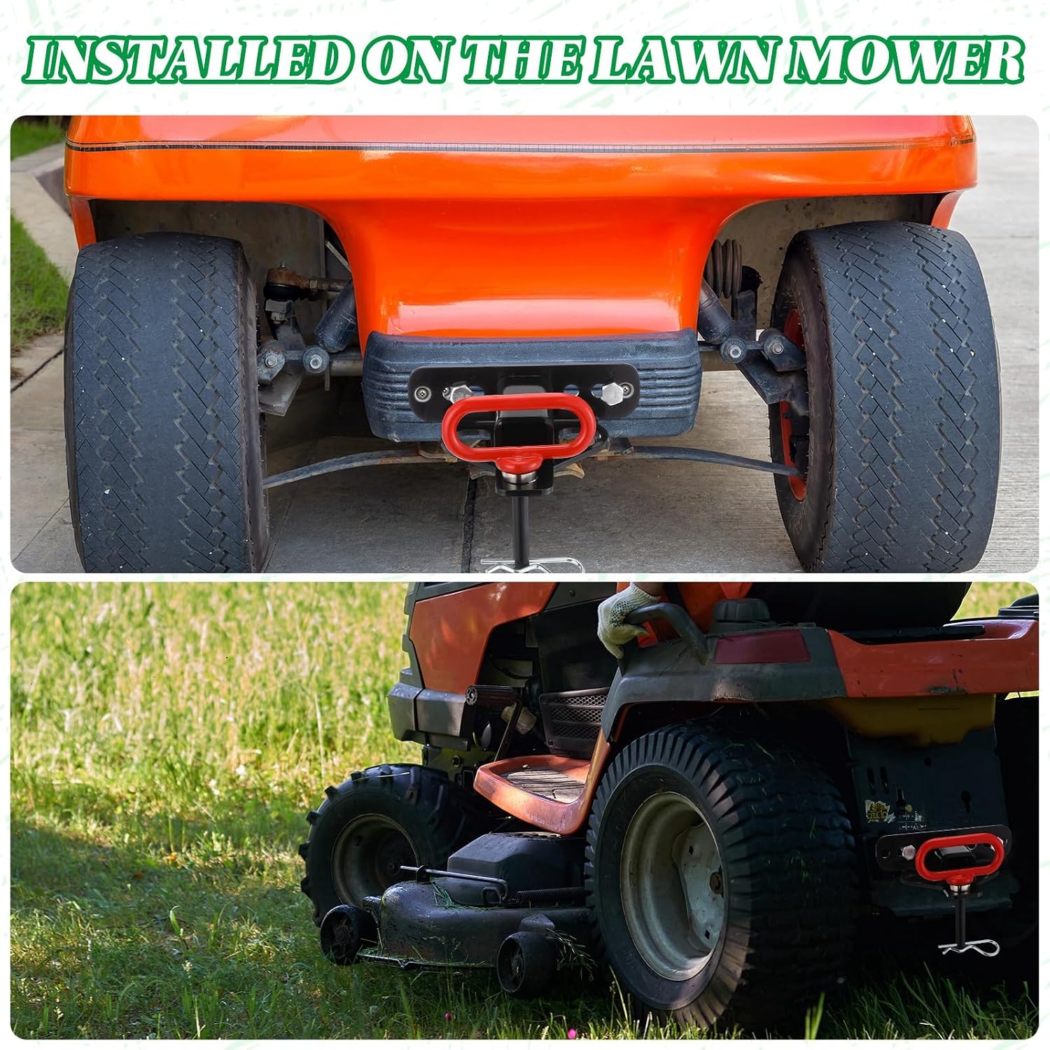Zonon Zero Turn Lawn Mower Hitch Featuring a 1-1/4" Bolt-on Receiver of 6mm Thicker Heavy-Duty Steel with Chain Slot, and Includes a 1/2 Inch Magnetic Trailer Pin and a 5/8 Inch Hitch Pin with Clips