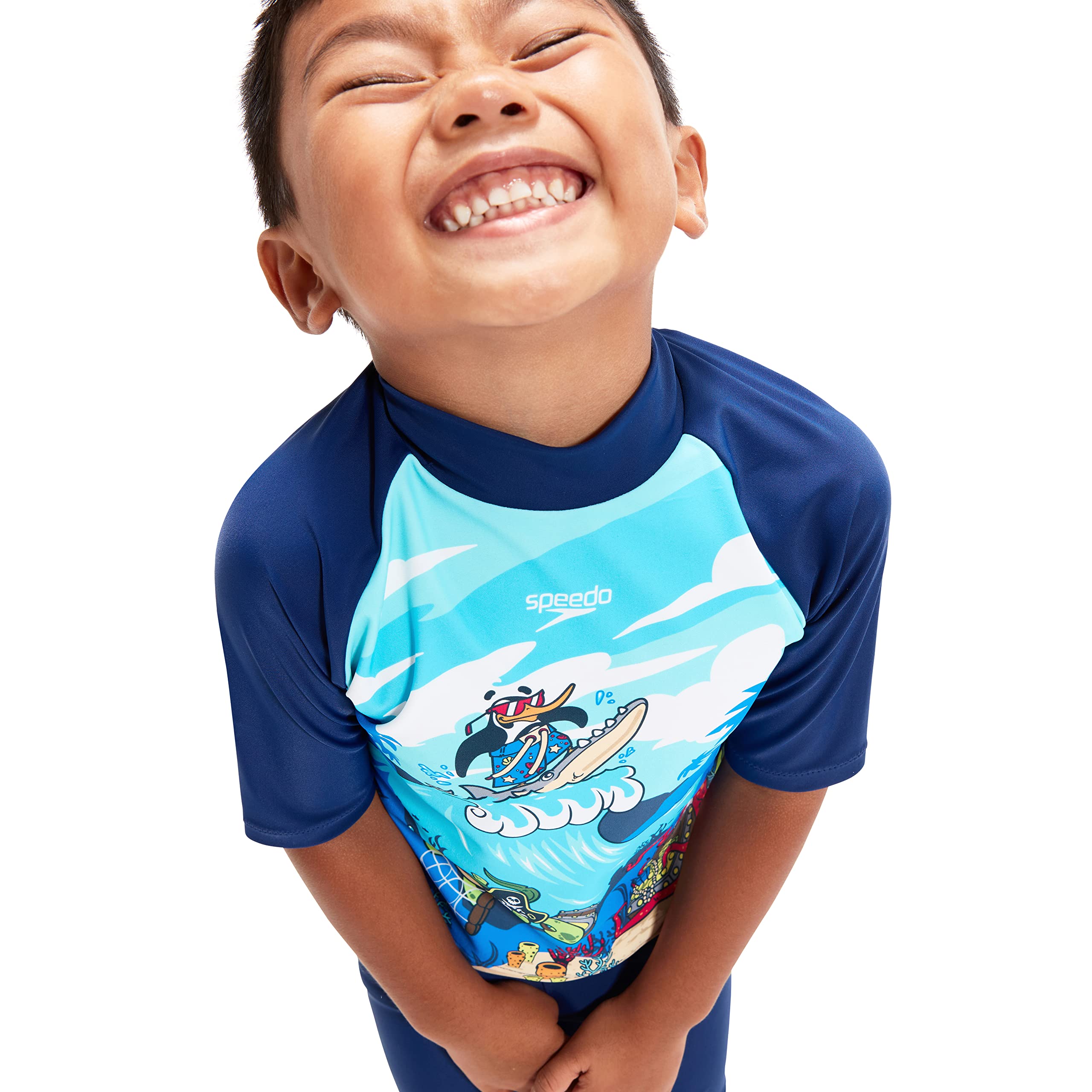 Speedo Learn To Swim Sun Protection Top & Short Rash Guard Shirt Bambini e Ragazzi (Pacco da 1)