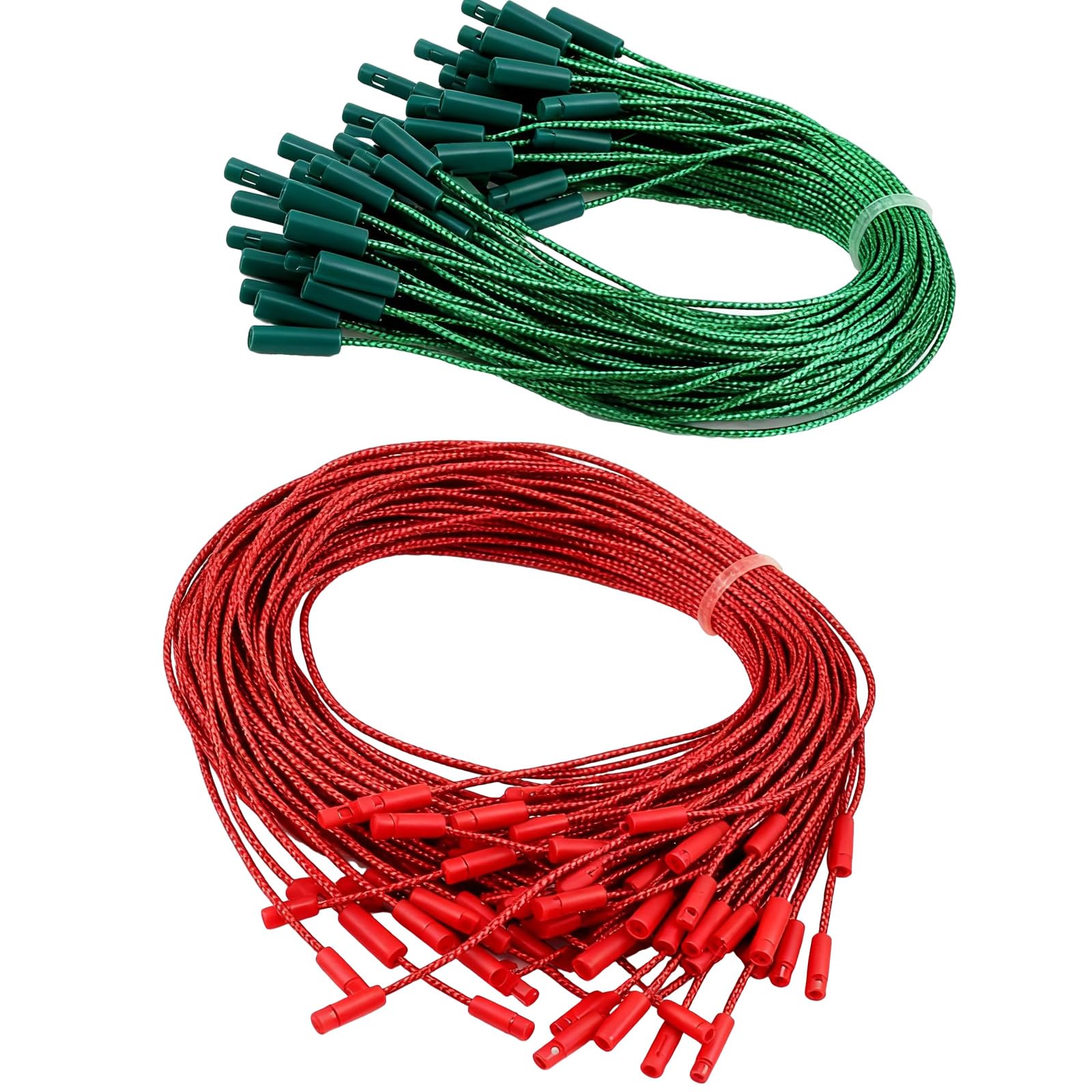 ZBIianxer 200 Piece Pre Cut Cord with Clip Locking Decoration Fasteners Rope Ornament Hook String for Christmas Tree Ornamentation Christmas Ornament Hangers String