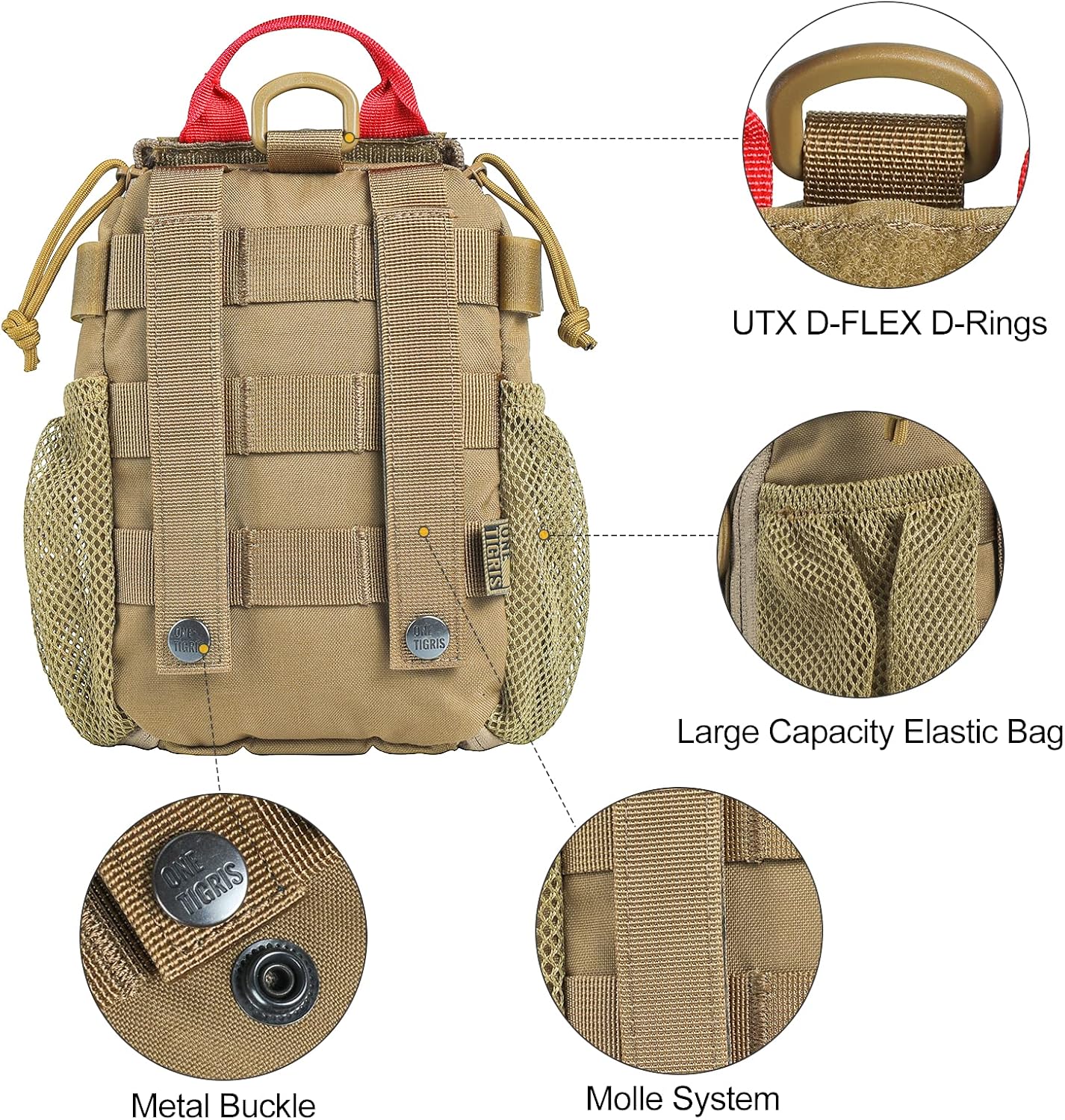 OneTigris IFAK Pouch - Large IFAK Molle Pouch Empty First Aid Bags Only Medical Trauma Kit Bag EMT Pouch MED Waist Bag for Outdoor